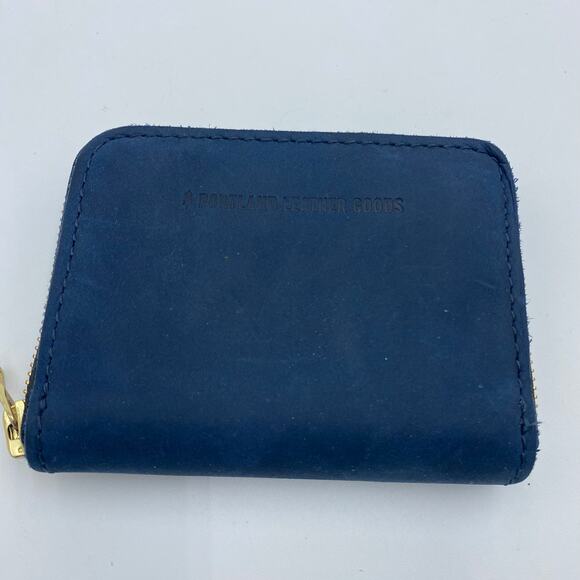 Portland Leather Goods Women’s Small Zip Wallet Blue Leather - Picture 6 of 6